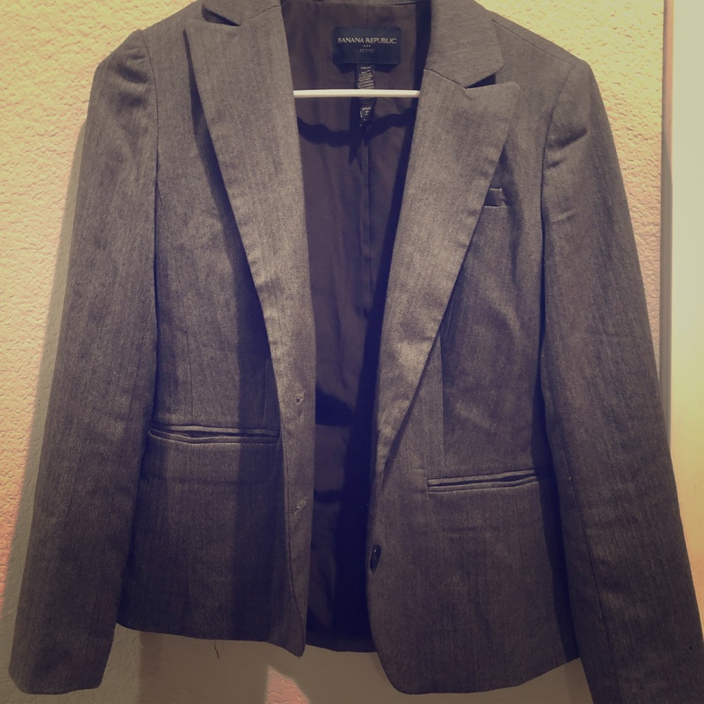 Banana Republic Brown Blazer Petite 0P